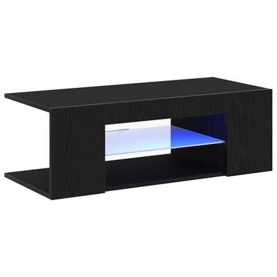 VidaXL TV-meubel met LED-verlichting - Zwart Eiken - 90x39x30 cm - Geengineerd Hout