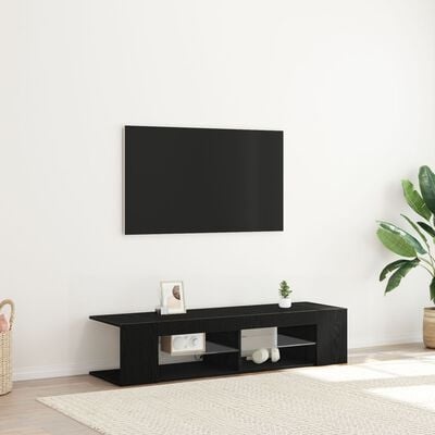 VidaXL TV-kast met LED-verlichting - Zwart Eiken - 135x39x30cm - Bewerkt Hout