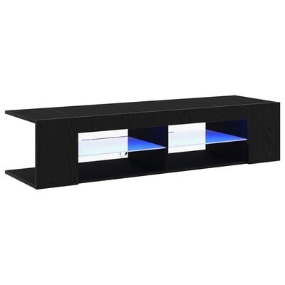 VidaXL TV-kast met LED-verlichting - Zwart Eiken - 135x39x30cm - Bewerkt Hout