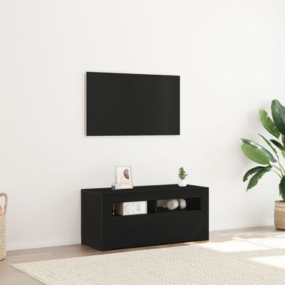 VidaXL TV-meubel met LED 90x35x40 cm bewerkt hout zwart eikenkleurig