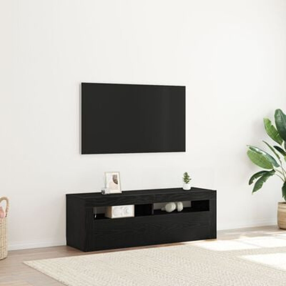 VidaXL Tv-meubel met LED 120x35x40 cm bewerkt hout zwart eikenkleurig