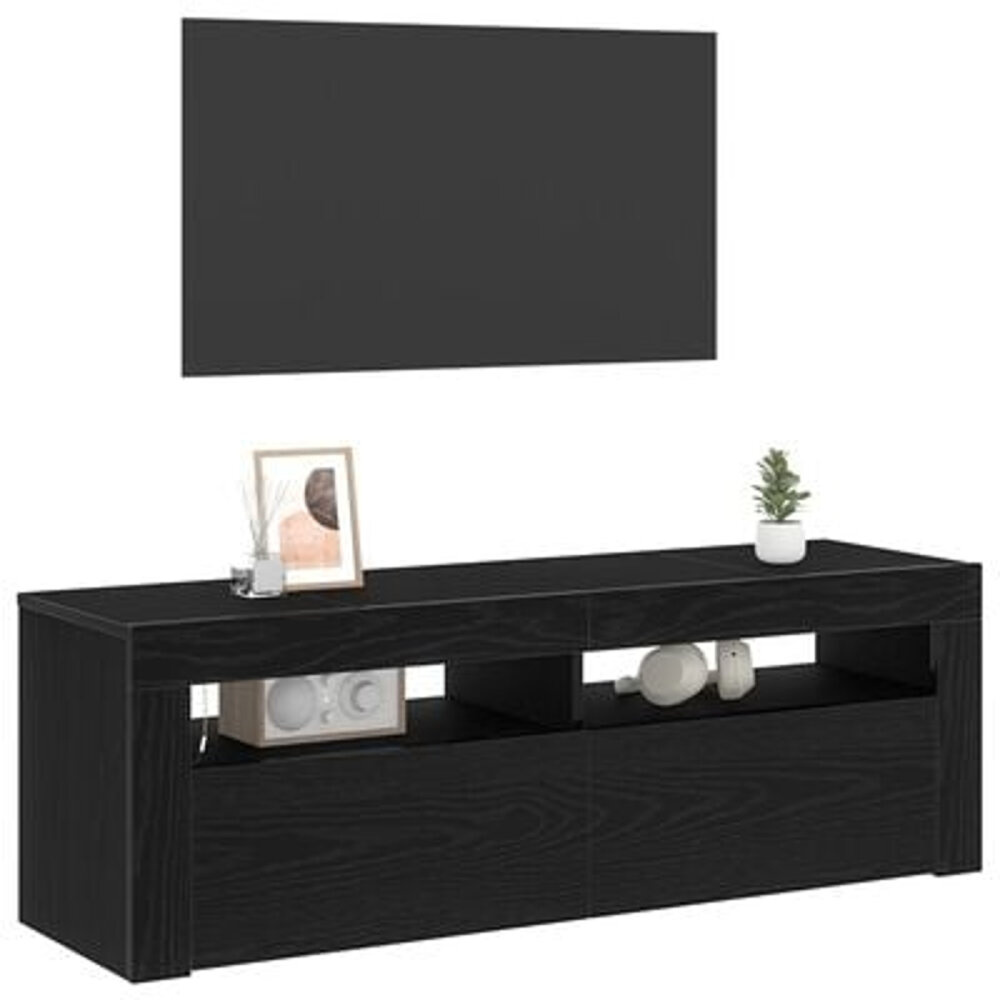 VidaXL Tv-meubel met LED 120x35x40 cm bewerkt hout zwart eikenkleurig