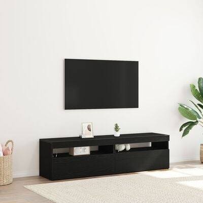 VidaXL TV Cabinets met LED Lights 2 stuks Zwart Eiken 75x35x40 cm Geengineerd Hout