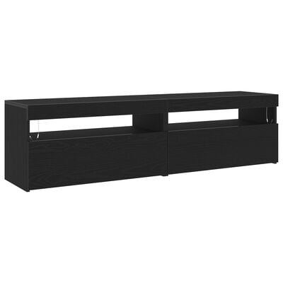 VidaXL TV Cabinets met LED Lights 2 stuks Zwart Eiken 75x35x40 cm Geengineerd Hout