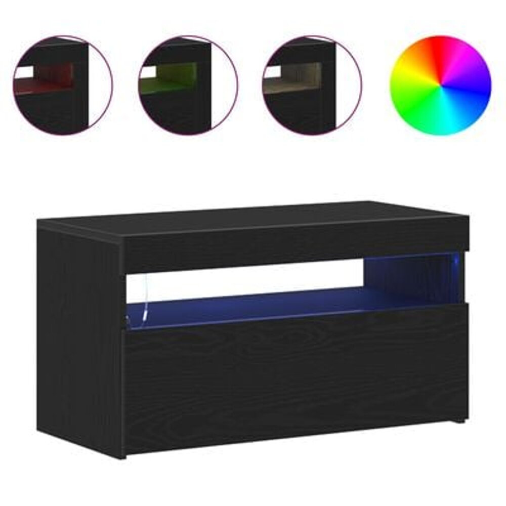 VidaXL TV Cabinets met LED Lights 2 stuks Zwart Eiken 75x35x40 cm Geengineerd Hout