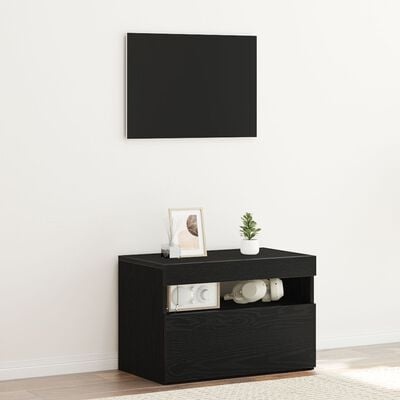 VidaXL TV-meubel met LED-verlichting Zwart Eiken 60x35x40 cm Gemaakt van Hout