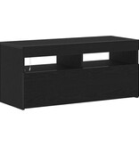 VidaXL TV-kast met LED-verlichting - Zwart Eiken - 90x35x40 cm - Bewerkt Hout