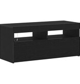 VidaXL TV-kast met LED-verlichting - Zwart Eiken - 90x35x40 cm - Bewerkt Hout