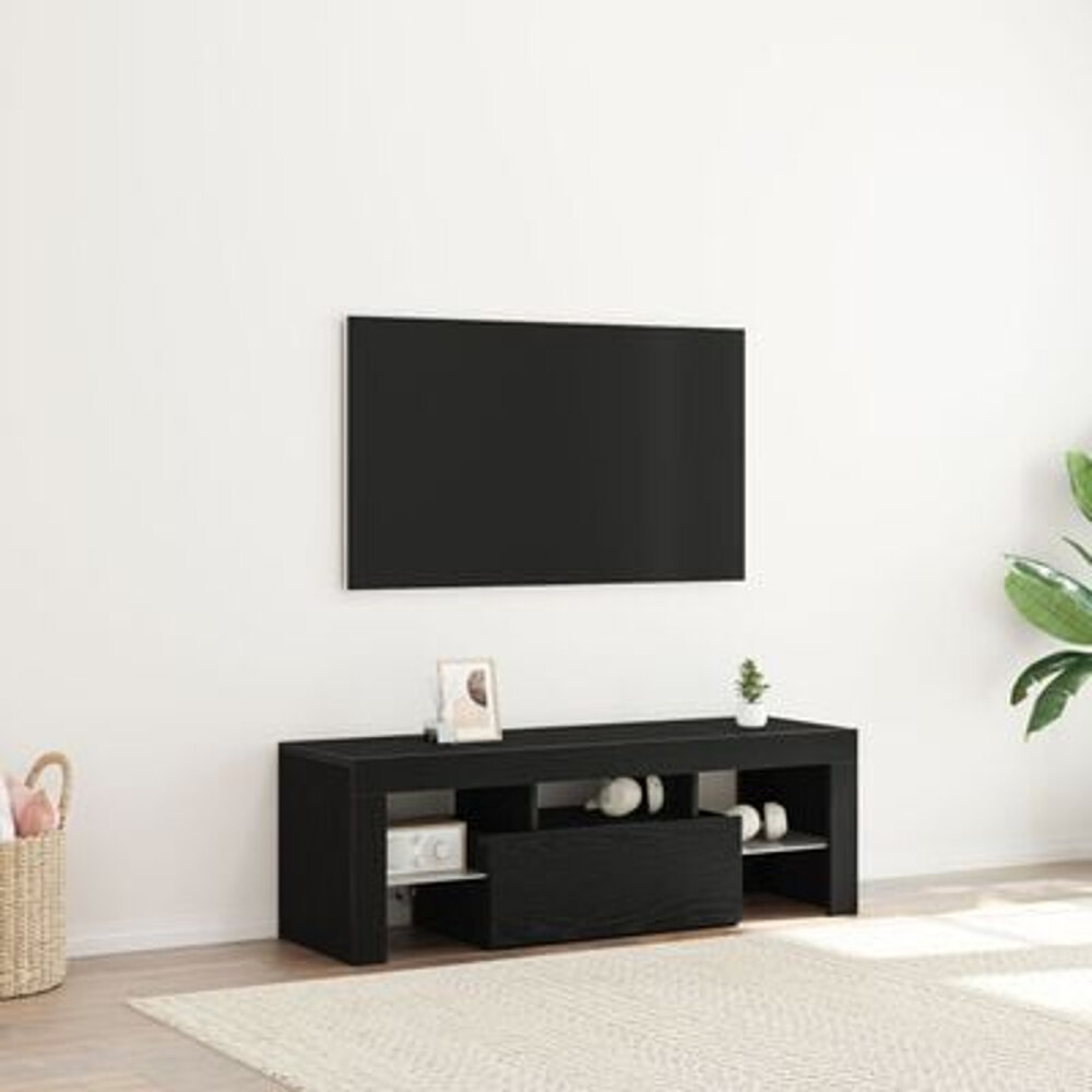 VidaXL TV-meubel met LED 120x35x40 cm zwart eikenkleurig