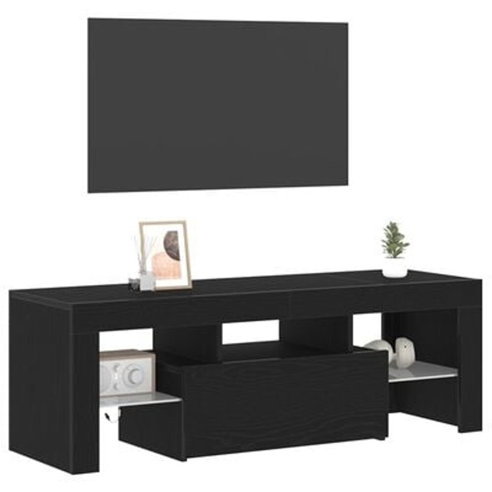VidaXL TV-meubel met LED 120x35x40 cm zwart eikenkleurig