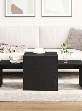 VidaXL Nest van Tafels Zwart Eikenhout 100x48x40 cm Gelaagd Hout
