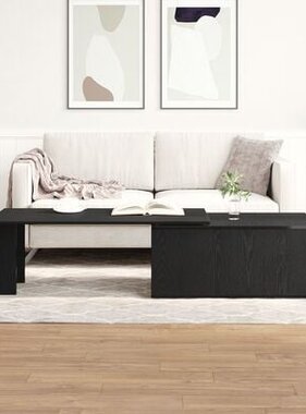 VidaXL Salontafel Zwart Eiken 150x50x35 cm Gelaagd Hout