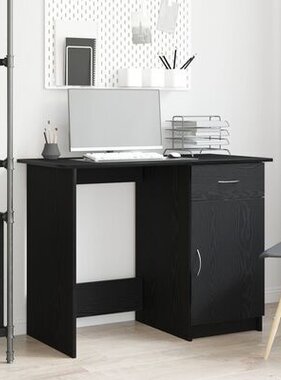 VidaXL Bureau 100x50x76 cm bewerkt hout zwart eikenkleurig