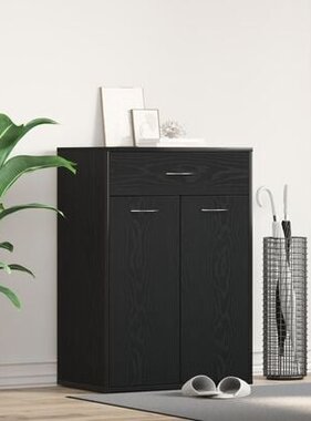 VidaXL Schoenenkast Zwart Eikenhout 60x35x84 cm Gelaagd Hout