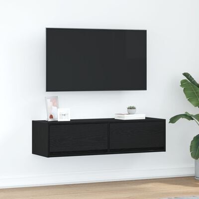 VidaXL TV-kast met lade Zwart eiken 100 x 31 x 25 5 cm Bewerkt hout