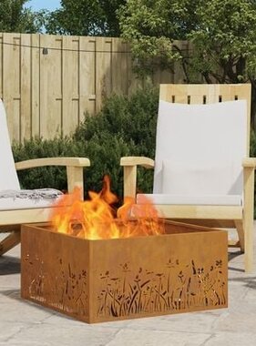 VidaXL Vuurkorf vierkant 60x60x30 cm cortenstaal