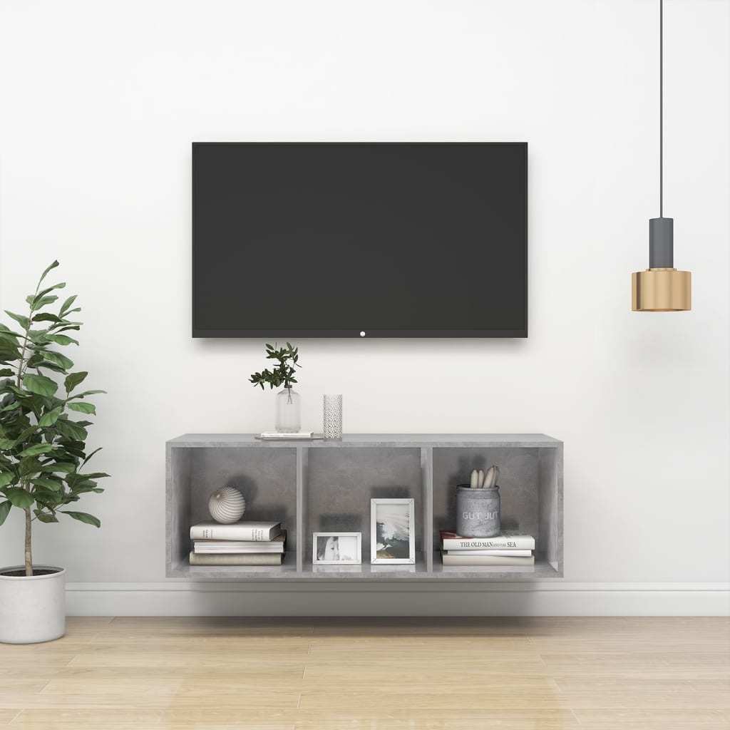 VidaXL Tv-wandmeubel 37x37x107 cm bewerkt hout betongrijs