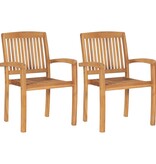 VidaXL Tuinstoelen stapelbaar 2 st massief teakhout