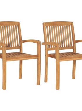 VidaXL Tuinstoelen stapelbaar 2 st massief teakhout