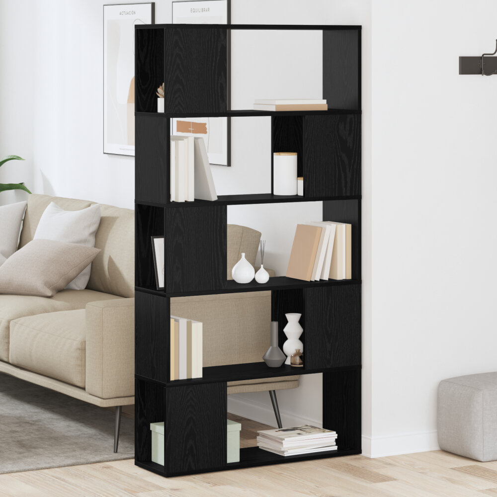 VidaXL Plank Eenheid Zwart Eiken Bewerkt Hout Medium Plank Eenheid