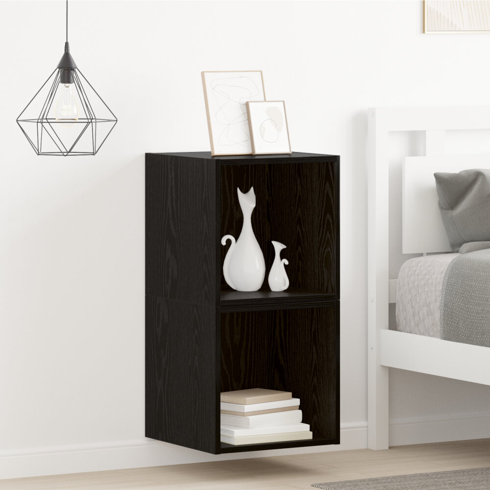 VidaXL Muurkasten 2 stuks Zwarte Eiken 37x37x37 cm Samengesteld Hout