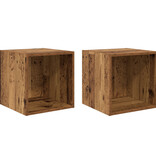 VidaXL Wandkasten 2 Stuks Oud Hout 37x37x37 cm Bewerkt Hout