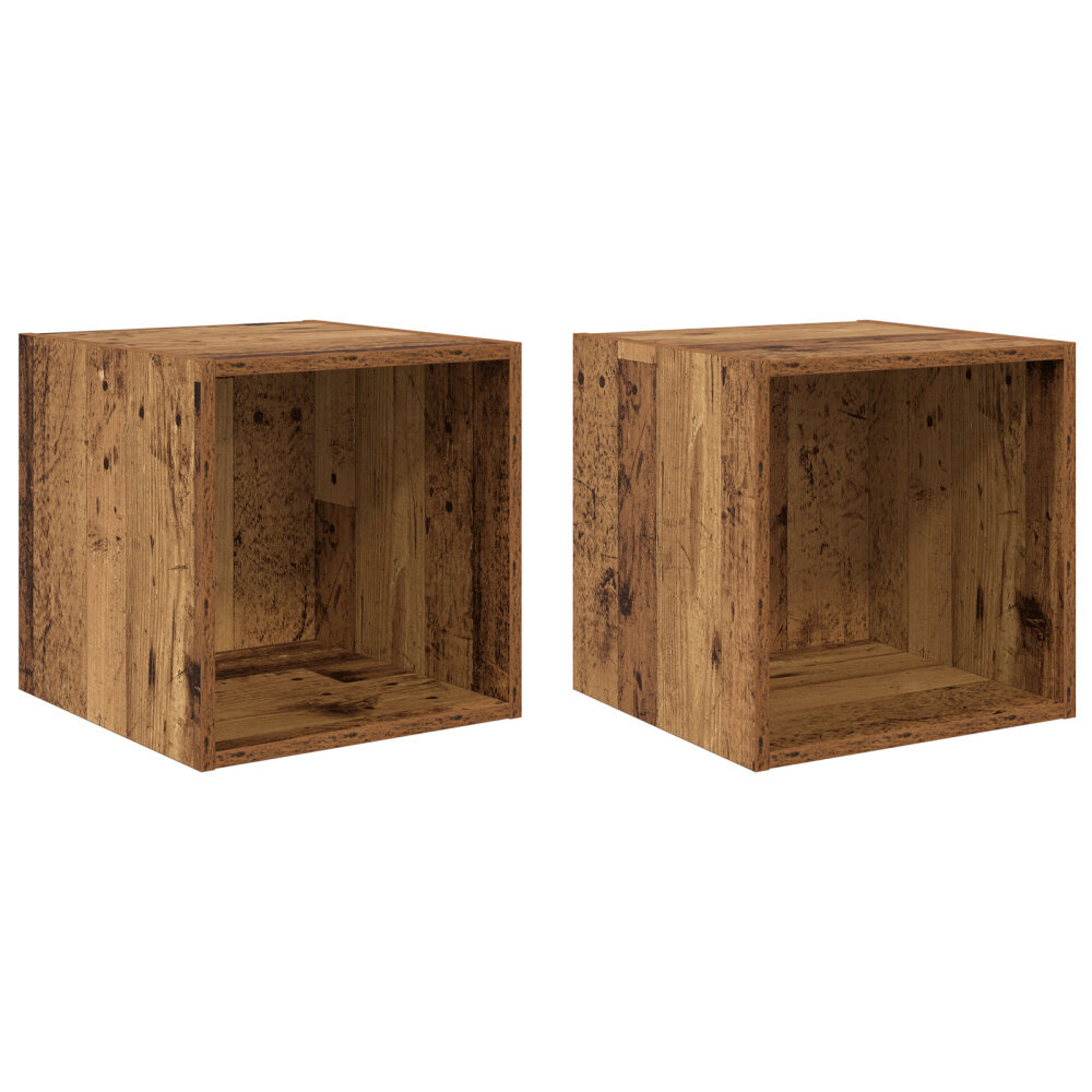 VidaXL Wandkasten 2 Stuks Oud Hout 37x37x37 cm Bewerkt Hout