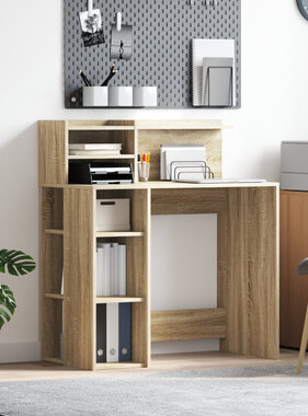 VidaXL Bureau met Opslag Sonoma Eiken 90x48x101.5 cm Engineered Wood