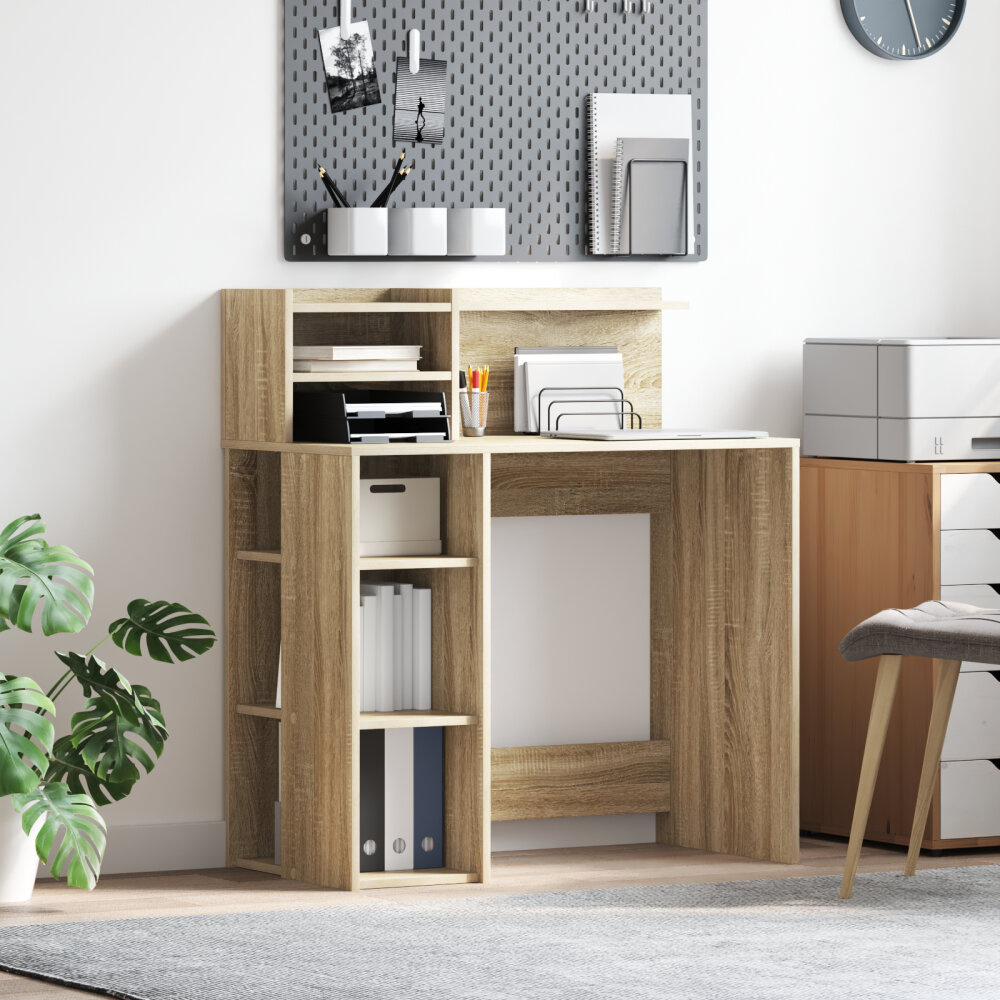 VidaXL Bureau met Opslag Sonoma Eiken 90x48x101.5 cm Engineered Wood