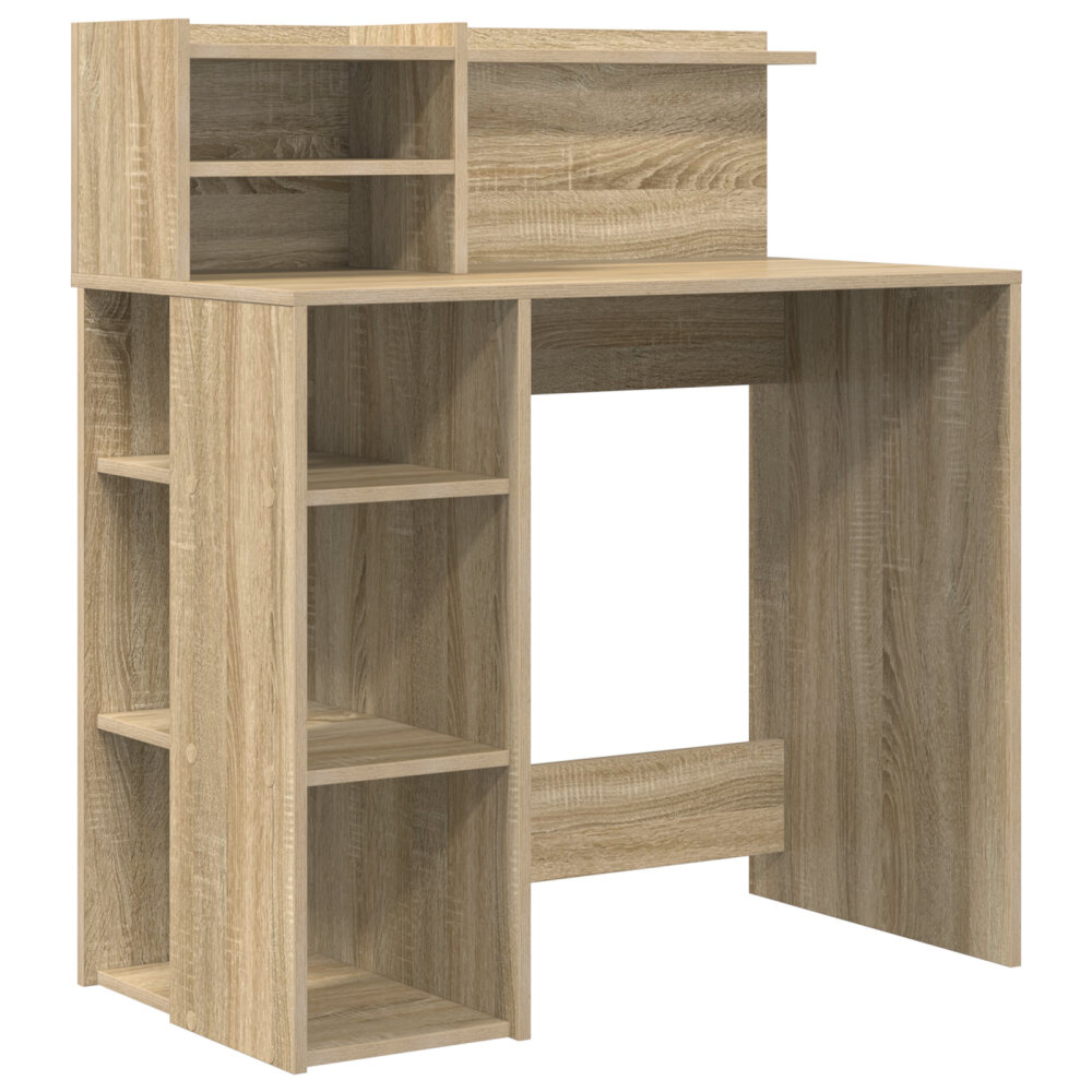 VidaXL Bureau met Opslag Sonoma Eiken 90x48x101.5 cm Engineered Wood