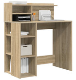 VidaXL Bureau met Opslag Sonoma Eiken 90x48x101.5 cm Engineered Wood