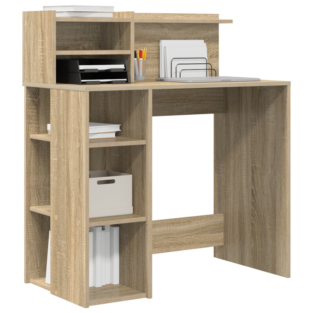 VidaXL Bureau met Opslag Sonoma Eiken 90x48x101.5 cm Engineered Wood