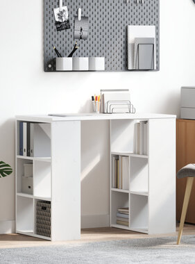 VidaXL Witte Hoekbureau Wit MDF Gemiddeld Opslag Witte Hoekbureau