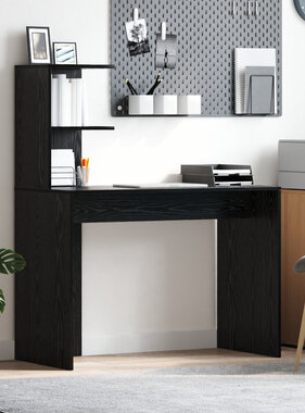 VidaXL Zwart Eiken Schrijfbureau Zwart Eiken MDF, laminaat Compact