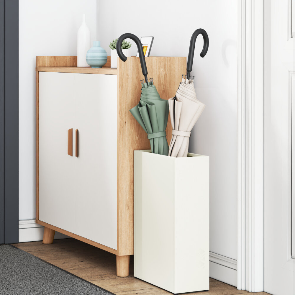 VidaXL Paraplubak Wit Hout Middelgroot Opbergruimte Paraplubak