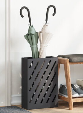 VidaXL Paraplubak Zwart Metaal Medium Paraplubak Rechthoekig Modern