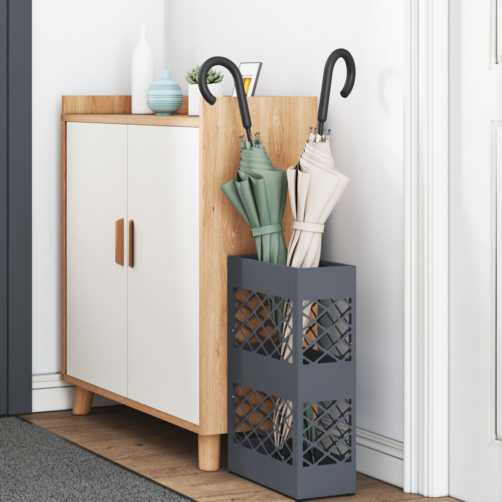 VidaXL Paraplubak Anthraciet Metaal Middel Paraplubak Rechthoekig