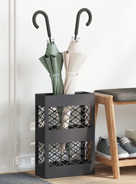 VidaXL Parapluhouder Zwart Gepoedercoat staal Standaard Duurzaam