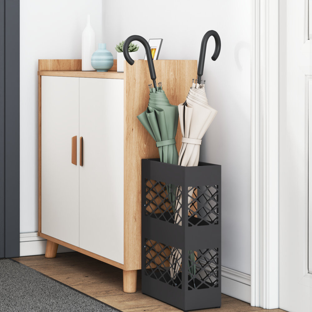 VidaXL Parapluhouder Zwart Gepoedercoat staal Standaard Duurzaam