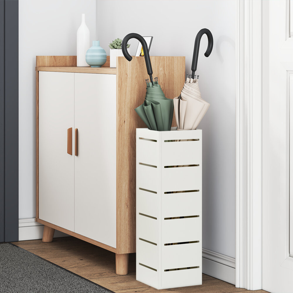 VidaXL Paraplubak Wit Hout Standaard Paraplubak Eigentijds