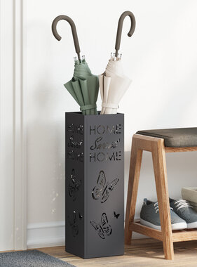 VidaXL Parapluhouder Zwart Metaal Standaard Decoratieve Inzetten