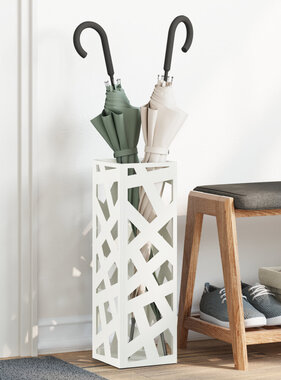 VidaXL Parapluhouder Wit Metaal Standaard Parapluhouder Rechthoekig