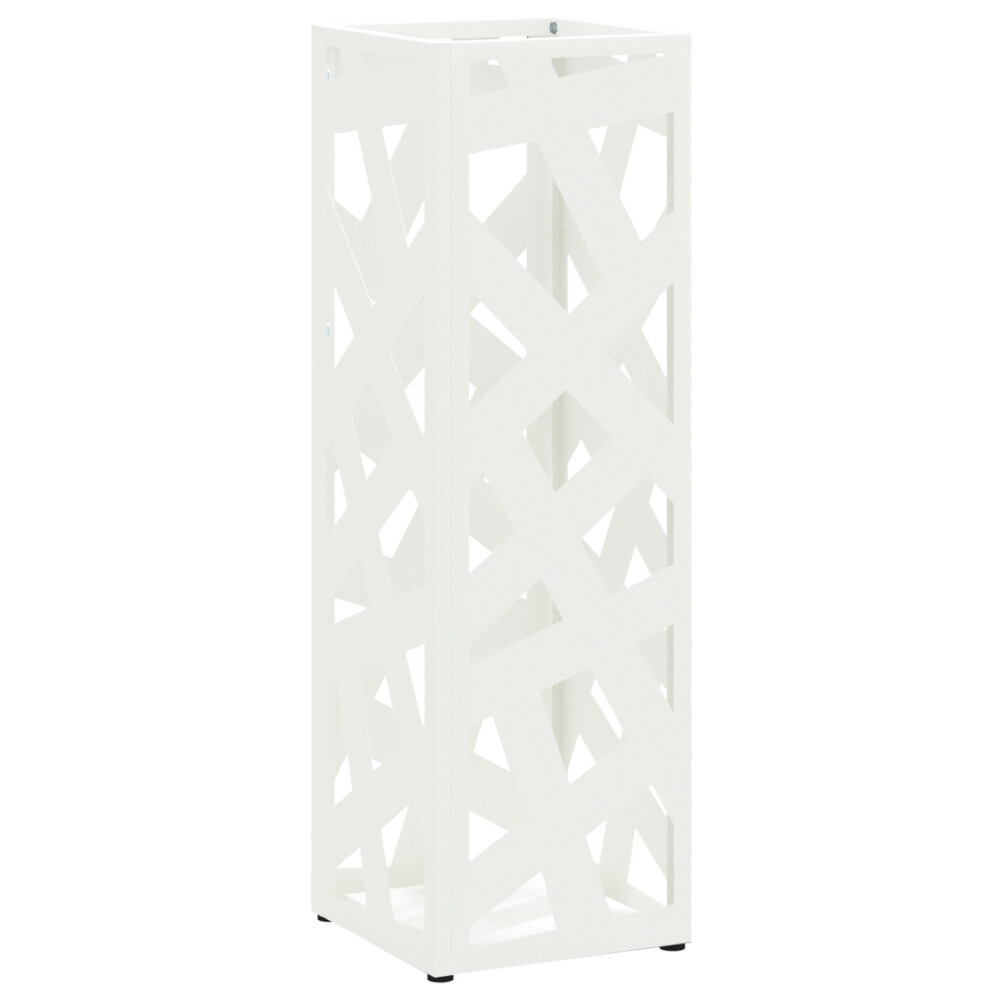 VidaXL Parapluhouder Wit Metaal Standaard Parapluhouder Rechthoekig