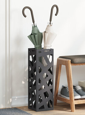 VidaXL Parapluhouder Zwart Metaal Middelgroot Patroon Paraplubak