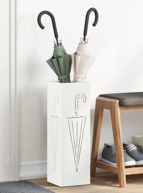 VidaXL Paraplubak Wit Metaal Compact Paraplubak Rechthoekig Modern