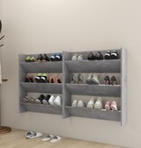 VidaXL Wandschoenenkasten 2 st 80x18x90 cm spaanplaat betongrijs