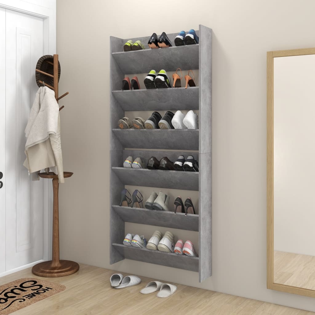 VidaXL Wandschoenenkasten 2 st 80x18x90 cm spaanplaat betongrijs