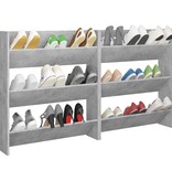 VidaXL Wandschoenenkasten 2 st 80x18x90 cm spaanplaat betongrijs
