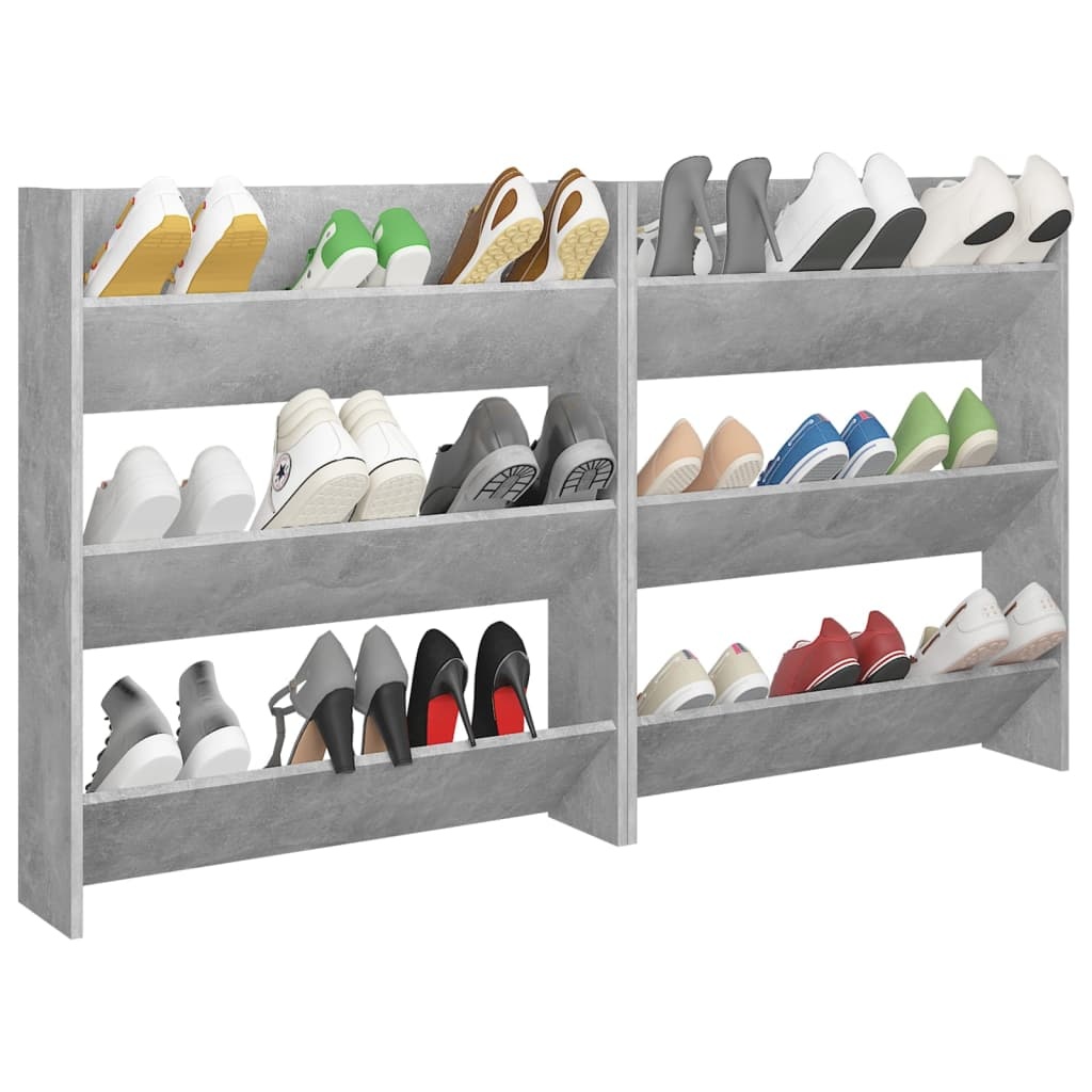VidaXL Wandschoenenkasten 2 st 80x18x90 cm spaanplaat betongrijs