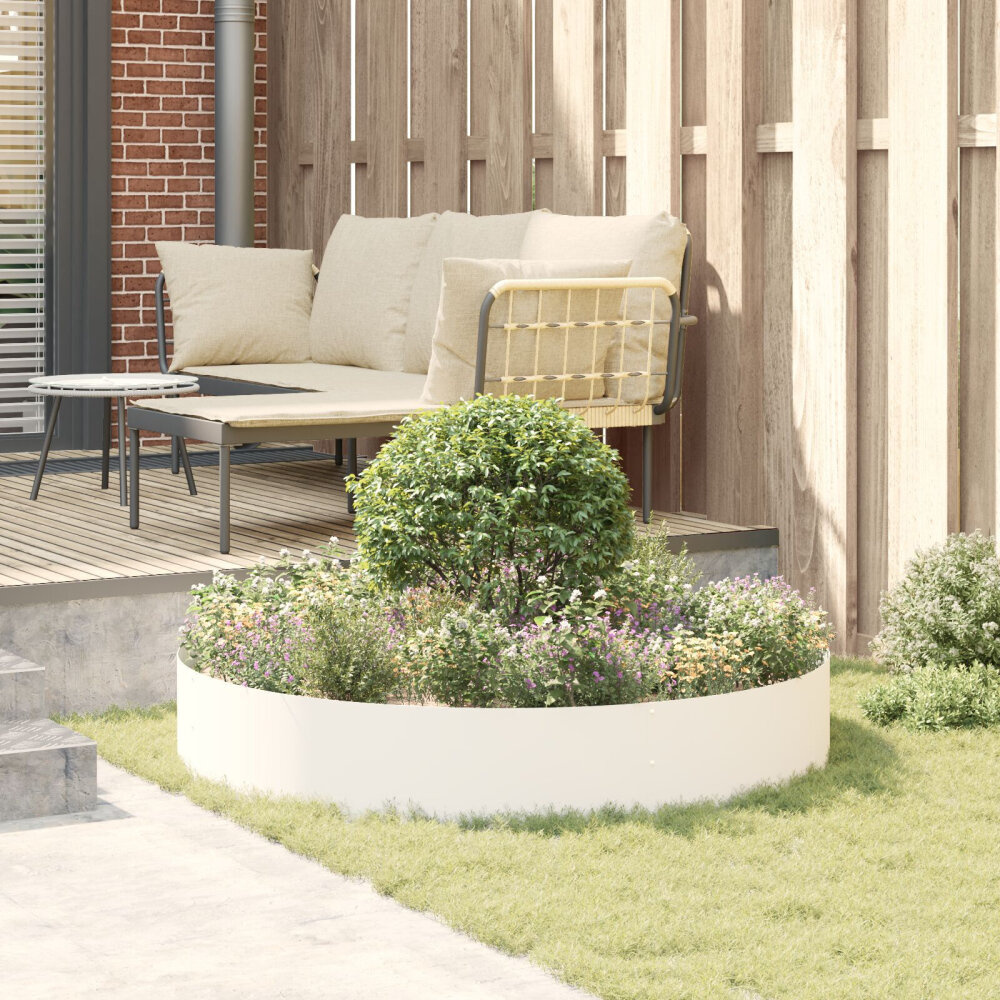 VidaXL Witte Metalen Pot Wit Metaal Groot Witte Plantenbak